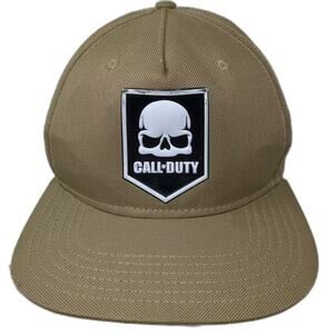 Activision Call of Duty Hat Beige 5 Panel One Size Snapback Skull Rubber Patch